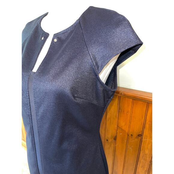 Womens Tommy Hilfiger Navy Metallic Cap Sleeve Fitted Knee Length Zip‎ Dress 8 - Picture 4 of 9